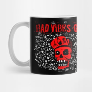 BAD VIBES ONLY red and white fancy boi skeleton sassy memes Mug